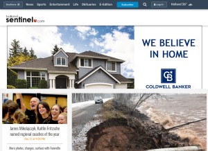 How hollandsentinel.com looks like on a tablet such as an iPad.