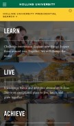 How hollins.edu looks like on a mobile device such as an iPhone.