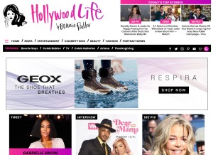 How hollywoodlife.com looks like on a tablet such as an iPad.
