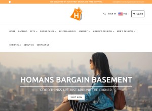 How homansbargainbasement.com looks like on a tablet such as an iPad.