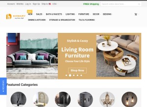 How homary.com looks like on a tablet such as an iPad.