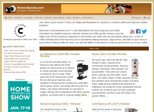 How home-barista.com looks like on a tablet such as an iPad.
