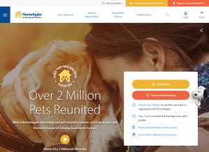 How homeagain.com looks like on a tablet such as an iPad.