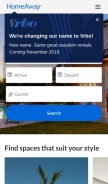 How homeaway.ca looks like on a mobile device such as an iPhone.