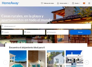 How homeaway.es looks like on a tablet such as an iPad.