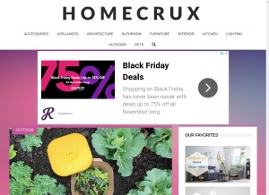 How homecrux.com looks like on a tablet such as an iPad.