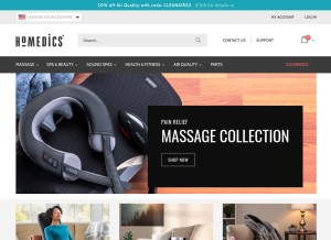 How homedics.com looks like on a tablet such as an iPad.