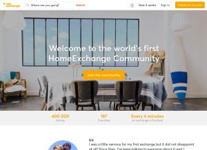 How homeexchange.com looks like on a tablet such as an iPad.