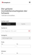 How homegate.ch looks like on a mobile device such as an iPhone.