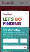 How homegoods.com looks like on a mobile device such as an iPhone.