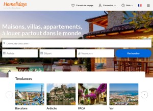 How homelidays.com looks like on a tablet such as an iPad.