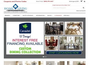 How homelivingfurniture.com looks like on a tablet such as an iPad.