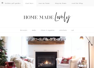 How homemadelovely.com looks like on a tablet such as an iPad.