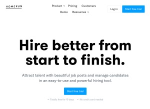 How homerun.co looks like on a tablet such as an iPad.