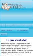 How homeschoolmath.net looks like on a mobile device such as an iPhone.