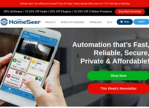 How homeseer.com looks like on a tablet such as an iPad.