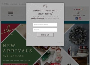 How homesense.com looks like on a tablet such as an iPad.
