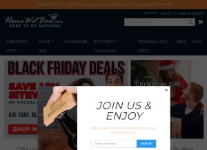 How homewetbar.com looks like on a tablet such as an iPad.