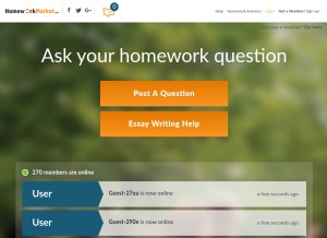 How homeworkmarket.com looks like on a tablet such as an iPad.