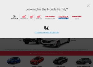 How honda.ca looks like on a tablet such as an iPad.