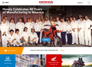 How honda.com looks like on a tablet such as an iPad.