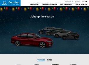 How hondacertified.com looks like on a tablet such as an iPad.