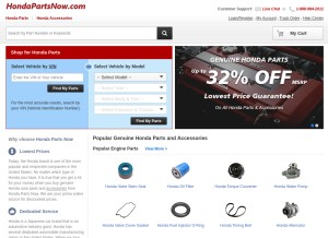 How hondapartsnow.com looks like on a tablet such as an iPad.