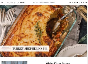 How honestlyyum.com looks like on a tablet such as an iPad.