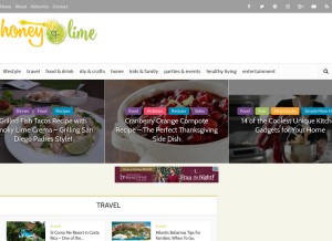 How honeyandlime.co looks like on a tablet such as an iPad.