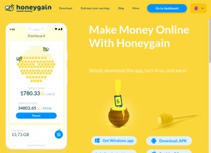 How honeygain.com looks like on a tablet such as an iPad.
