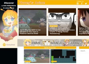 How honeysanime.com looks like on a tablet such as an iPad.