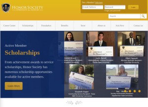 How honorsociety.org looks like on a tablet such as an iPad.