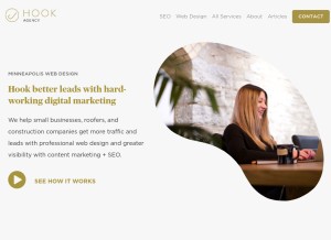 How hookagency.com looks like on a tablet such as an iPad.