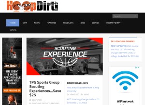 How hoopdirt.com looks like on a tablet such as an iPad.