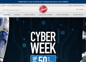 How hoover.com looks like on a tablet such as an iPad.