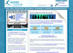 How hooverwebdesign.com looks like on a tablet such as an iPad.