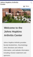 How hopkinsarthritis.org looks like on a mobile device such as an iPhone.
