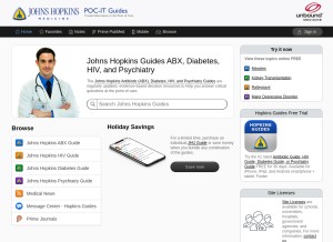 How hopkinsguides.com looks like on a tablet such as an iPad.