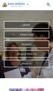 How hopkinsmedicine.org looks like on a mobile device such as an iPhone.