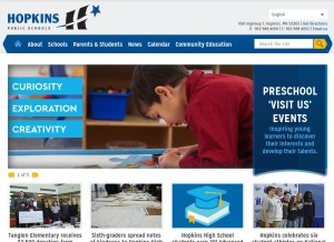 How hopkinsschools.org looks like on a tablet such as an iPad.