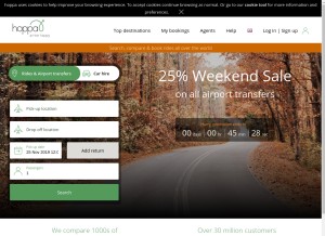How hoppa.com looks like on a tablet such as an iPad.