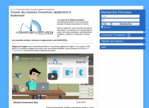 How horairesdouverture24.fr looks like on a tablet such as an iPad.
