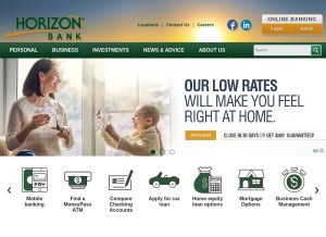 How horizonbank.com looks like on a tablet such as an iPad.