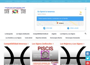 How horoscoposonline.com looks like on a tablet such as an iPad.