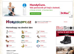 How horoskopy.cz looks like on a tablet such as an iPad.