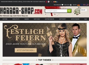 How horror-shop.com looks like on a tablet such as an iPad.