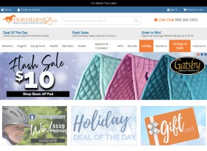 How horseloverz.com looks like on a tablet such as an iPad.