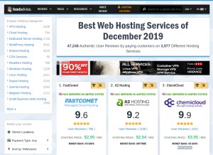 How hostadvice.com looks like on a tablet such as an iPad.