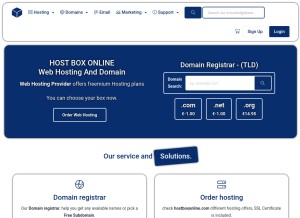 How hostboxonline.com looks like on a tablet such as an iPad.