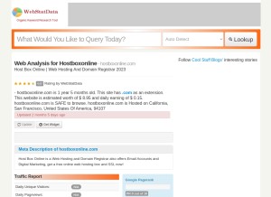 How hostboxonline.com.webstatdata.com looks like on a tablet such as an iPad.